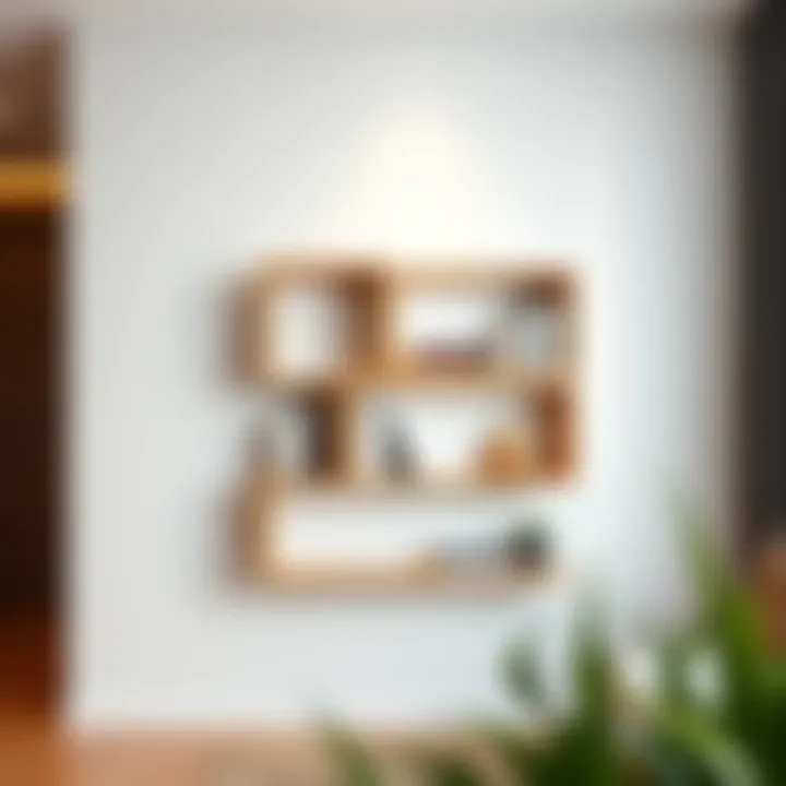 Unique geometric wall bookshelf emphasizing modern art