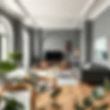 A serene room featuring various shades of gray to enhance depth and elegance