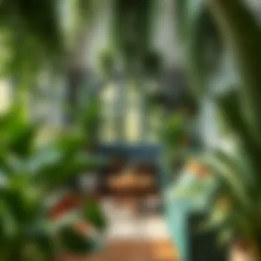 A serene indoor space adorned with lush greenery.