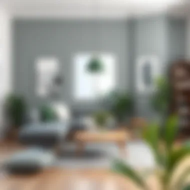 Combination of grey and khaki green elements in decor