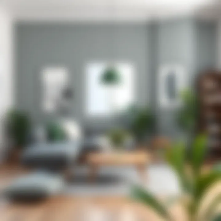 Combination of grey and khaki green elements in decor