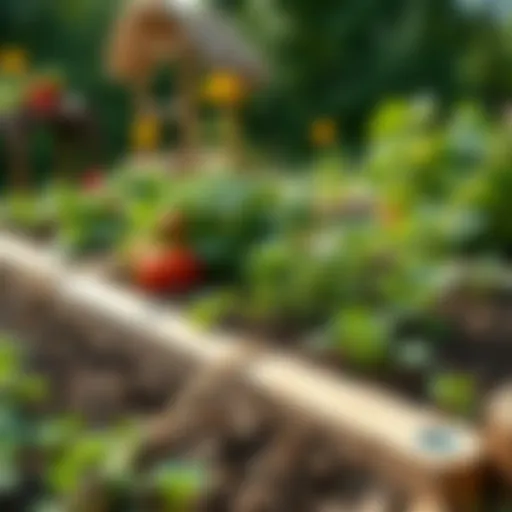 Freshly planted vegetable garden in June