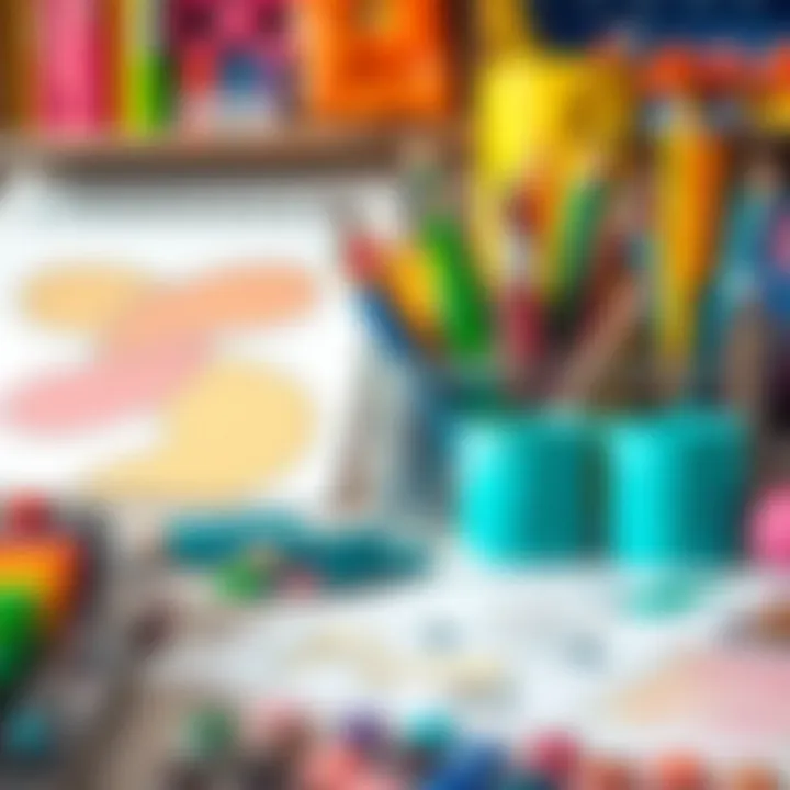 A vibrant display of various art supplies set for creative activities.