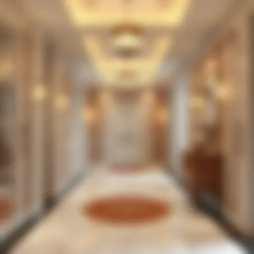 Elegant hallway design with warm lighting and decorative elements