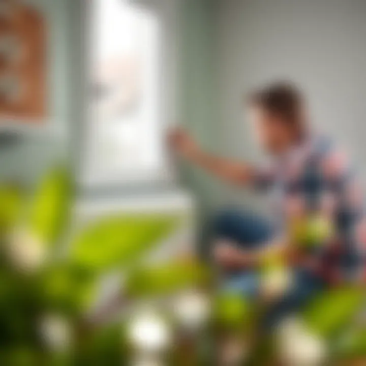 A homeowner inspecting a radiator