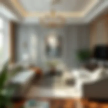 Elegant living room painted with silk wall paint