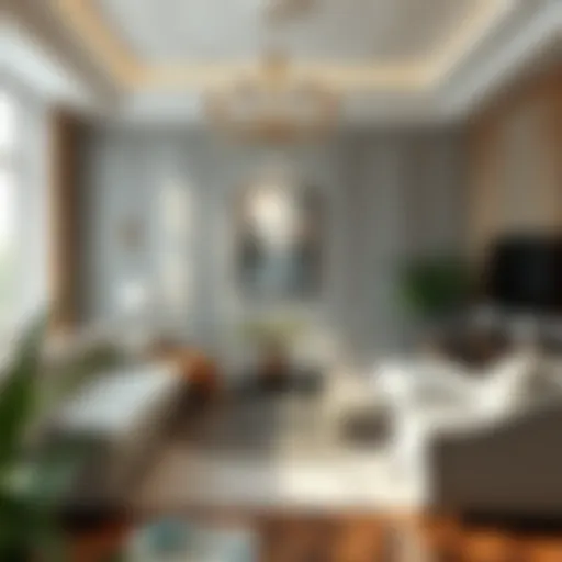 Elegant living room painted with silk wall paint