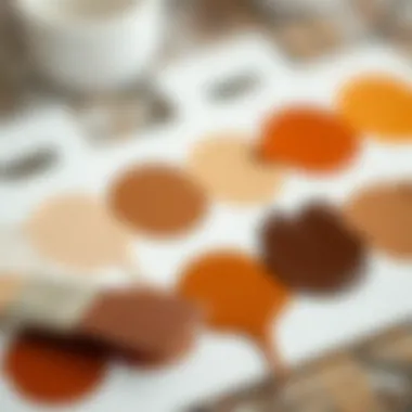 Various brown paint tones on a palette