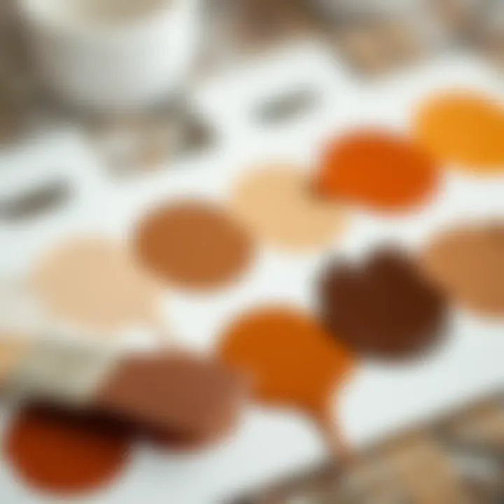 Various brown paint tones on a palette