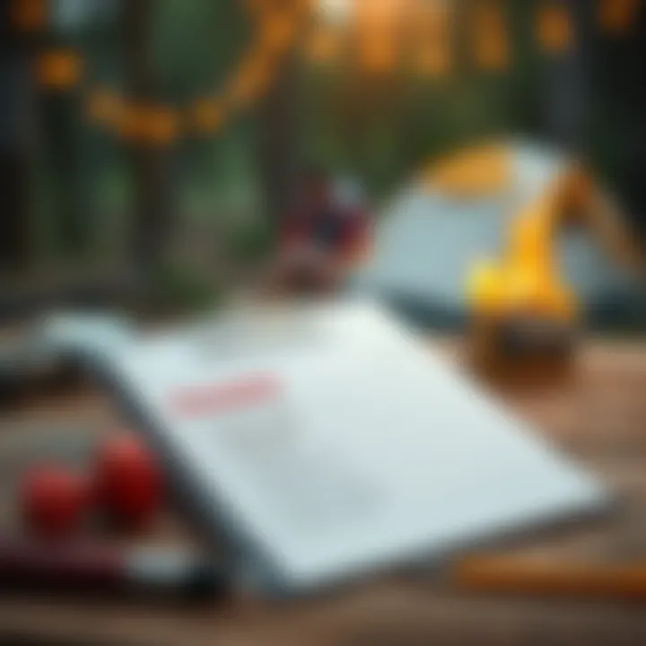 Camping checklist on a table