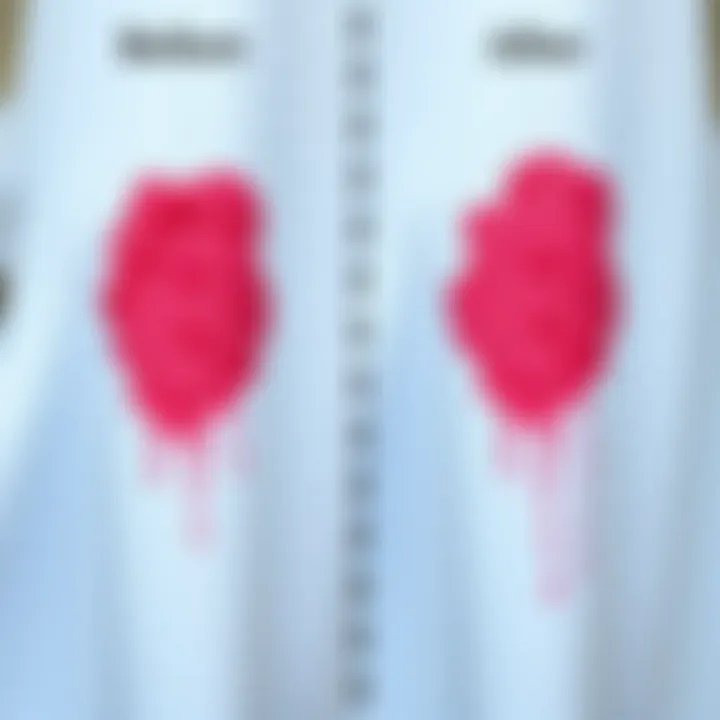 Before and after cleaning ink stains