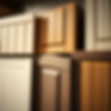 Close-up of various veneer materials used in cabinet design