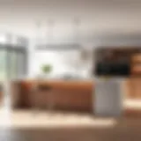 Sleek modern kitchen island with integrated seating