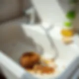 Clogged kitchen sink with visible debris