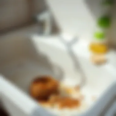 Clogged kitchen sink with visible debris