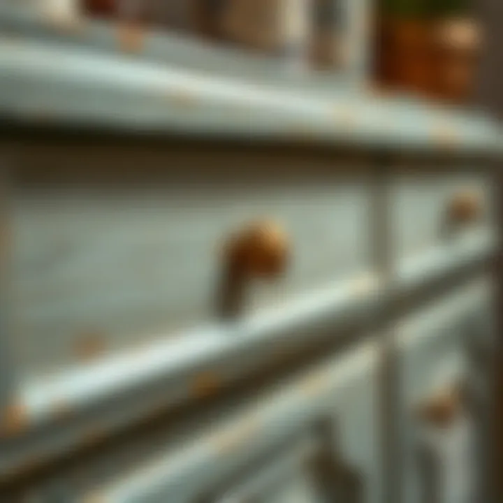 Close-up of painted furniture surface