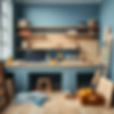 A clean workspace with tools and materials ready for MDF painting.