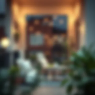 Cozy balcony setup with lighting and decorative elements