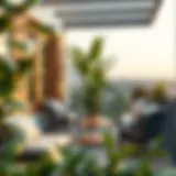 Elegant balcony design with modern furniture and plants