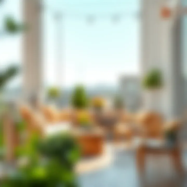 Functional balcony space with seating and greenery