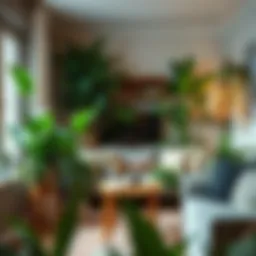 Vibrant indoor plants in a cozy living room