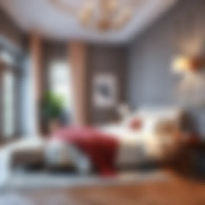 Elegant bedroom featuring soft hues of oil paint