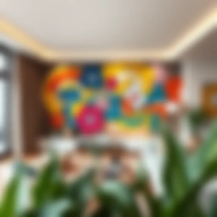 Vibrant oil paint wall showcasing a modern living room