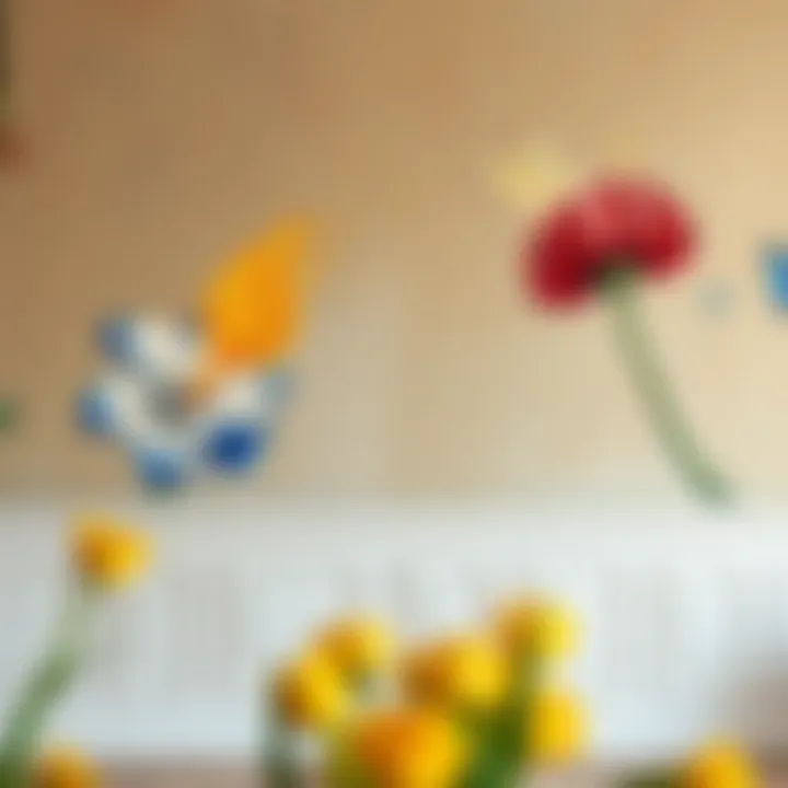 Beautifully decorated wall with various oil paint techniques