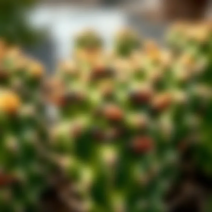 Opuntia cactus infested with pests, highlighting the need for pest management