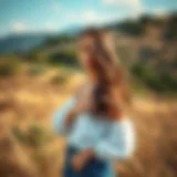 Scenic outdoor pose with natural backdrop