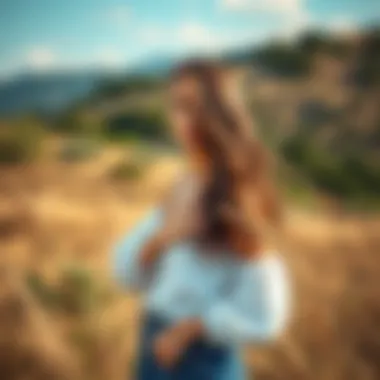 Scenic outdoor pose with natural backdrop