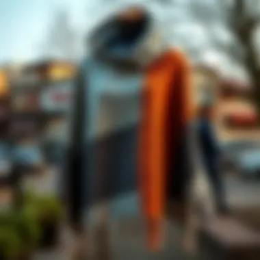 Poncho showcasing different fabric textures