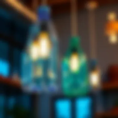 Artistic light fixtures made from PET bottles