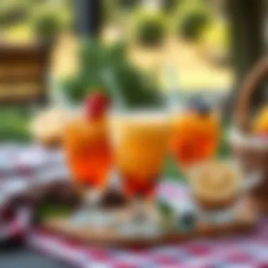 Refreshing drinks showcased for a picnic gathering