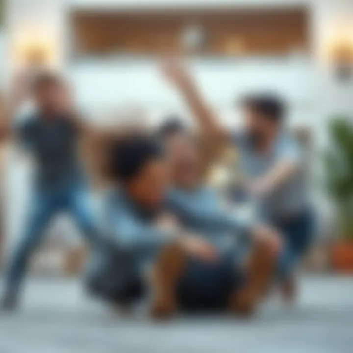 Dynamic action shot of friends engaging in a playful activity