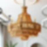 Beautifully crafted raffia chandelier showcasing intricate design