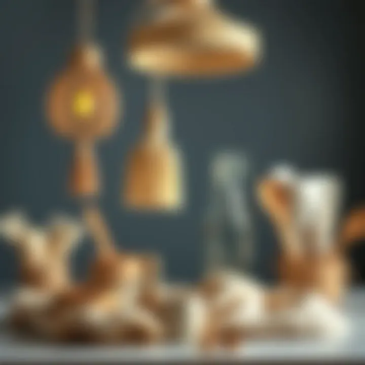 Essential materials for creating a raffia chandelier displayed artistically