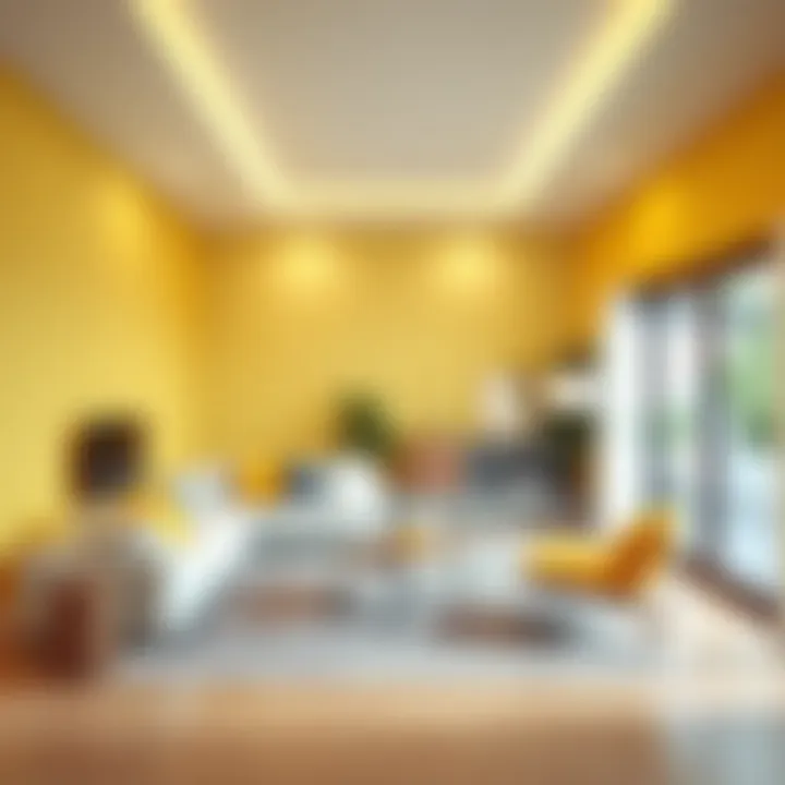 Interior design featuring yellow accents in a modern setting