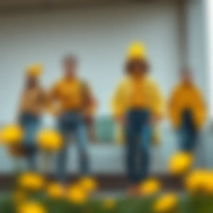 Fashion ensembles incorporating yellow and complementary colors