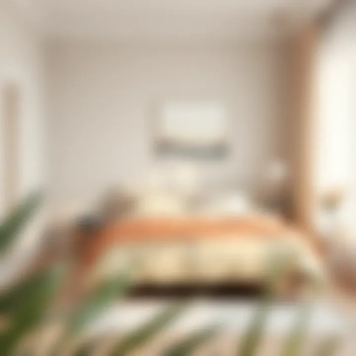 A serene Scandinavian bedroom featuring soft textiles and a calming color palette