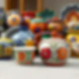 Colorful ceramic pieces showcasing intricate designs