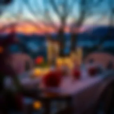 An intimate dinner setup with candles and flowers, creating a romantic ambiance.