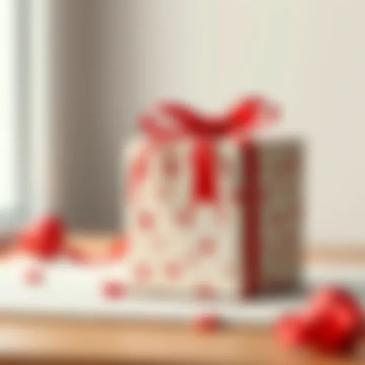 A beautifully wrapped gift box with a red ribbon, symbolizing love and thoughtfulness.