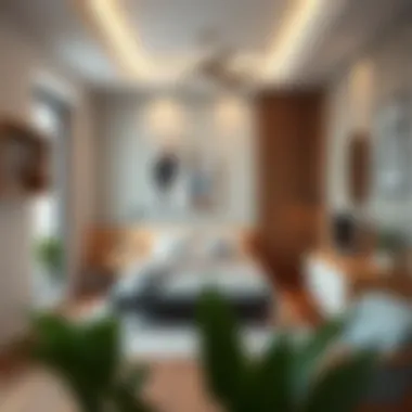 Innovative furniture arrangement maximizing space in a compact bedroom