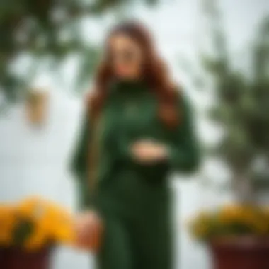 Sophisticated outfit showcasing olive green with complementary colors