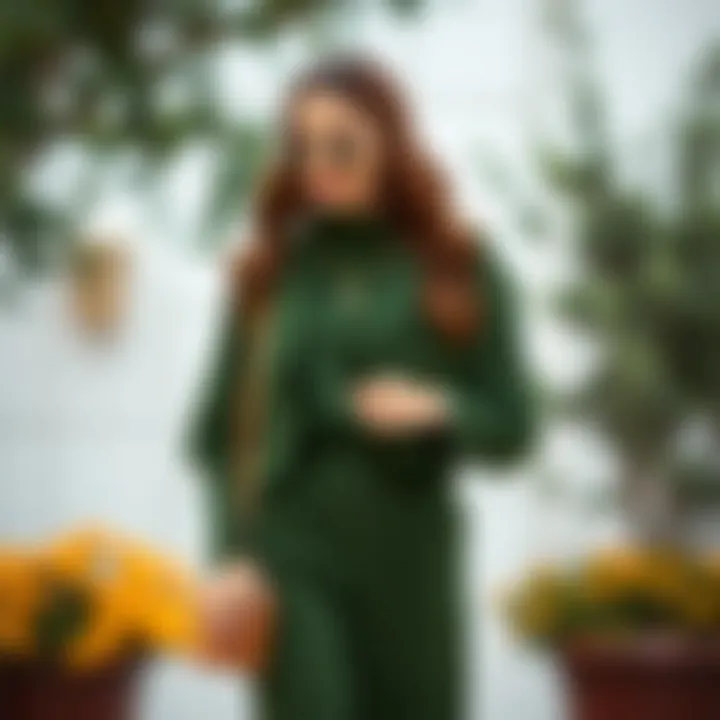 Sophisticated outfit showcasing olive green with complementary colors