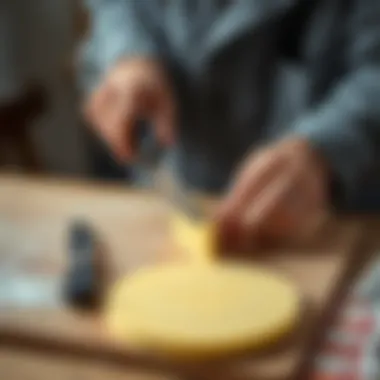 A person demonstrating a sponge cutting technique