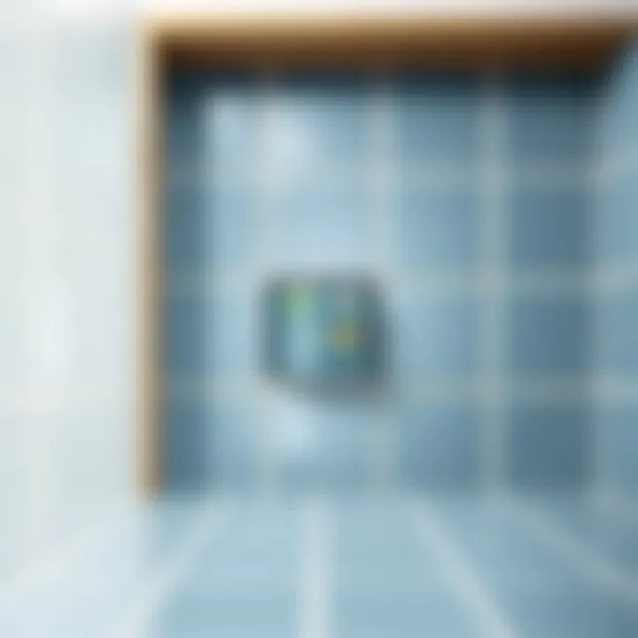 Close-up of waterproof tile paint on ceramic tiles