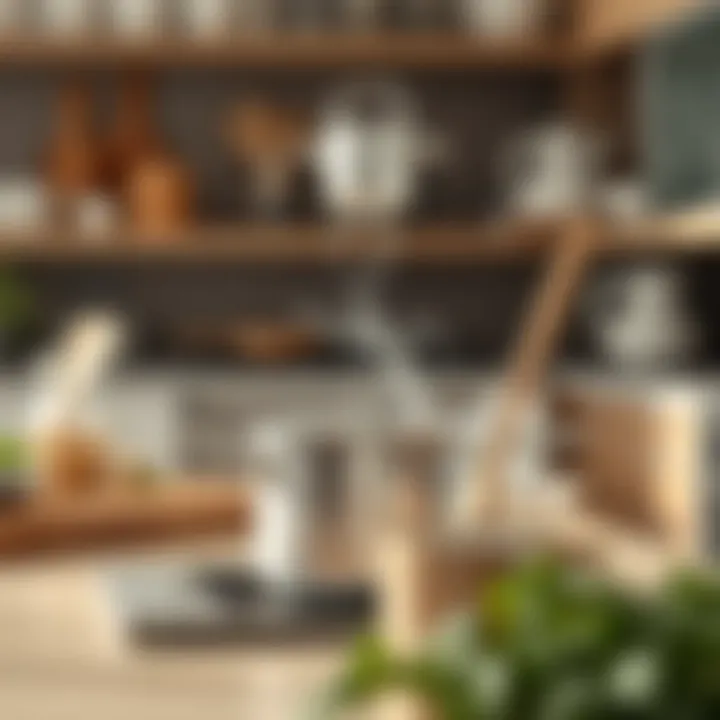 A serene kitchen setting with boiling water and wooden utensils