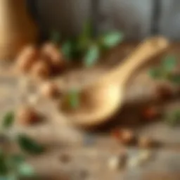 A pristine wooden spoon displayed on a rustic wooden surface